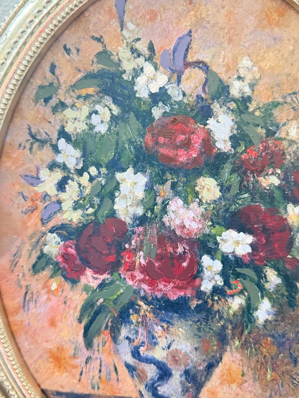 Camille Pissarro "Vase of Flowers" Framed Oval Art Print - Signed - Picture 6 of 12